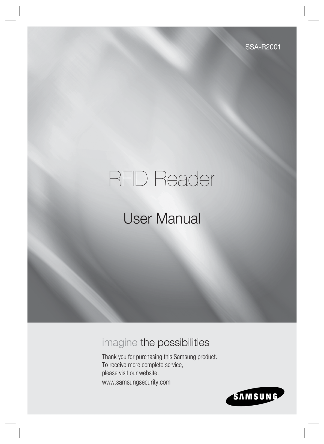 Samsung SSA-R2001 user manual please visit our website, RFID Reader, imagine the possibilities 