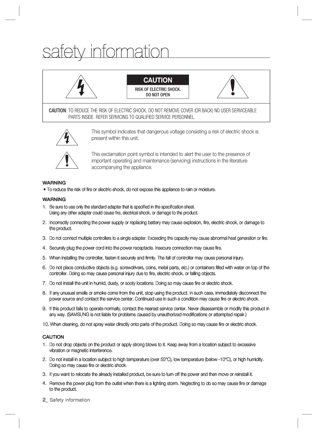 Samsung SSA-R2001 user manual safety information, Safety information 