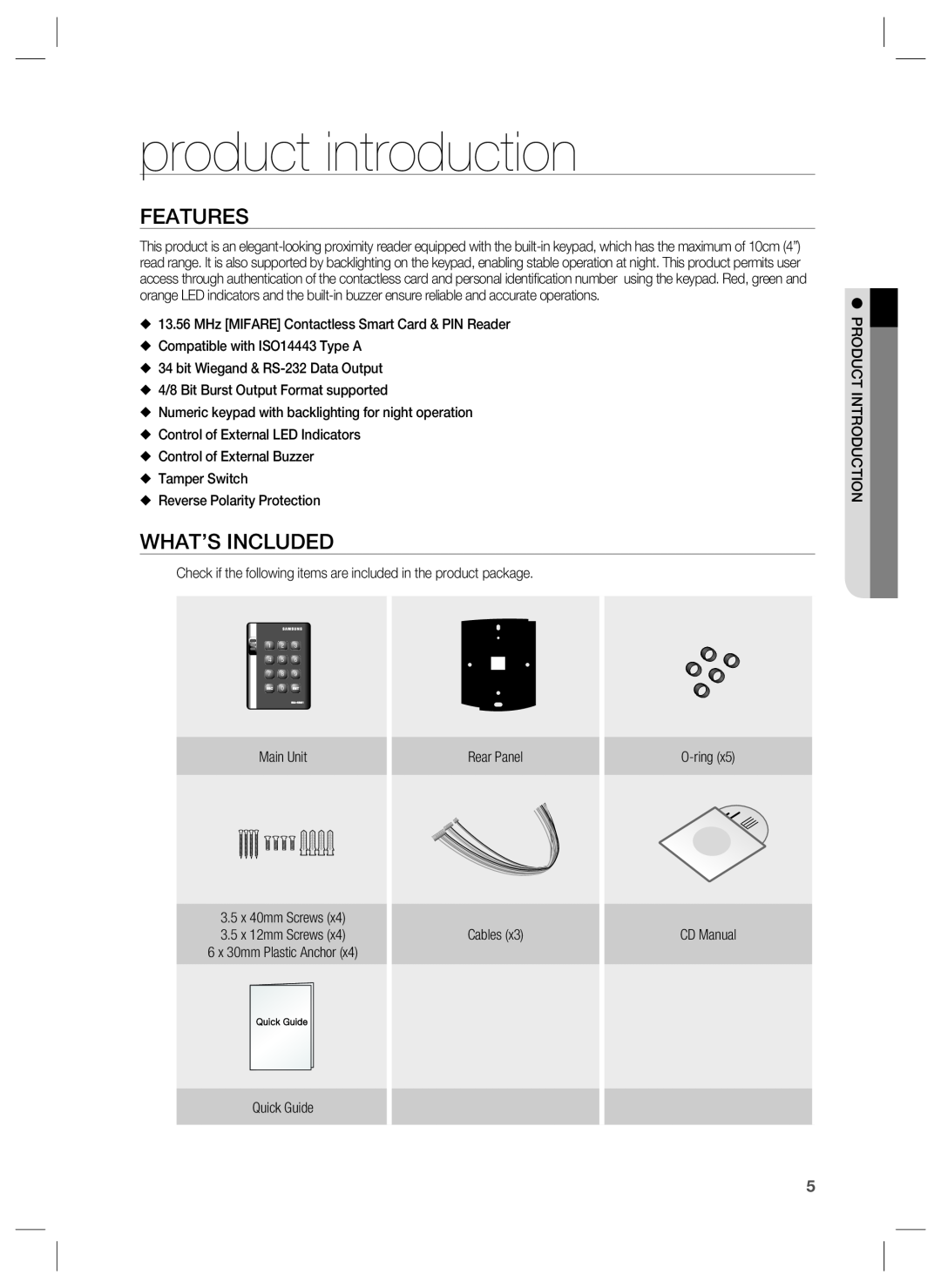 Samsung SSA-R2001 user manual product introduction, Features, What’S Included 