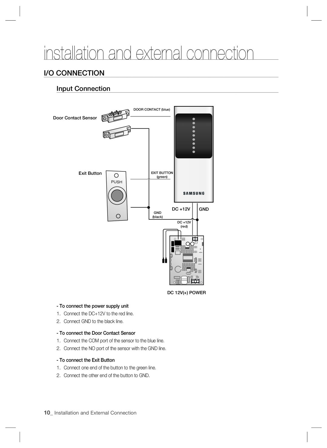 Samsung SSA-S1000 I/O Connection, installation and external connection, 10_ Installation and External Connection 