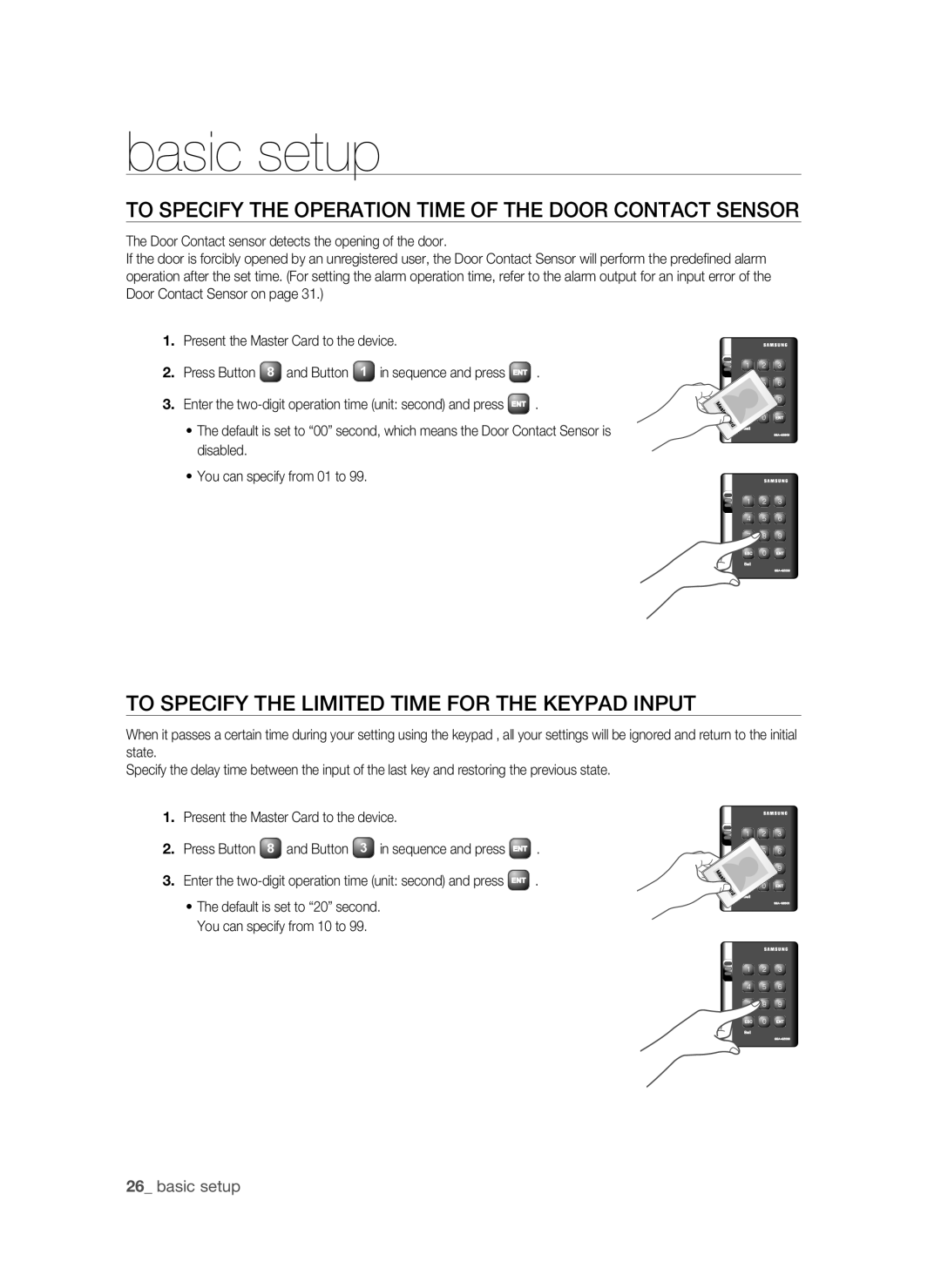 Samsung SSA-S2000/EXP manual To Specify the Operation Time of the Door Contact Sensor 