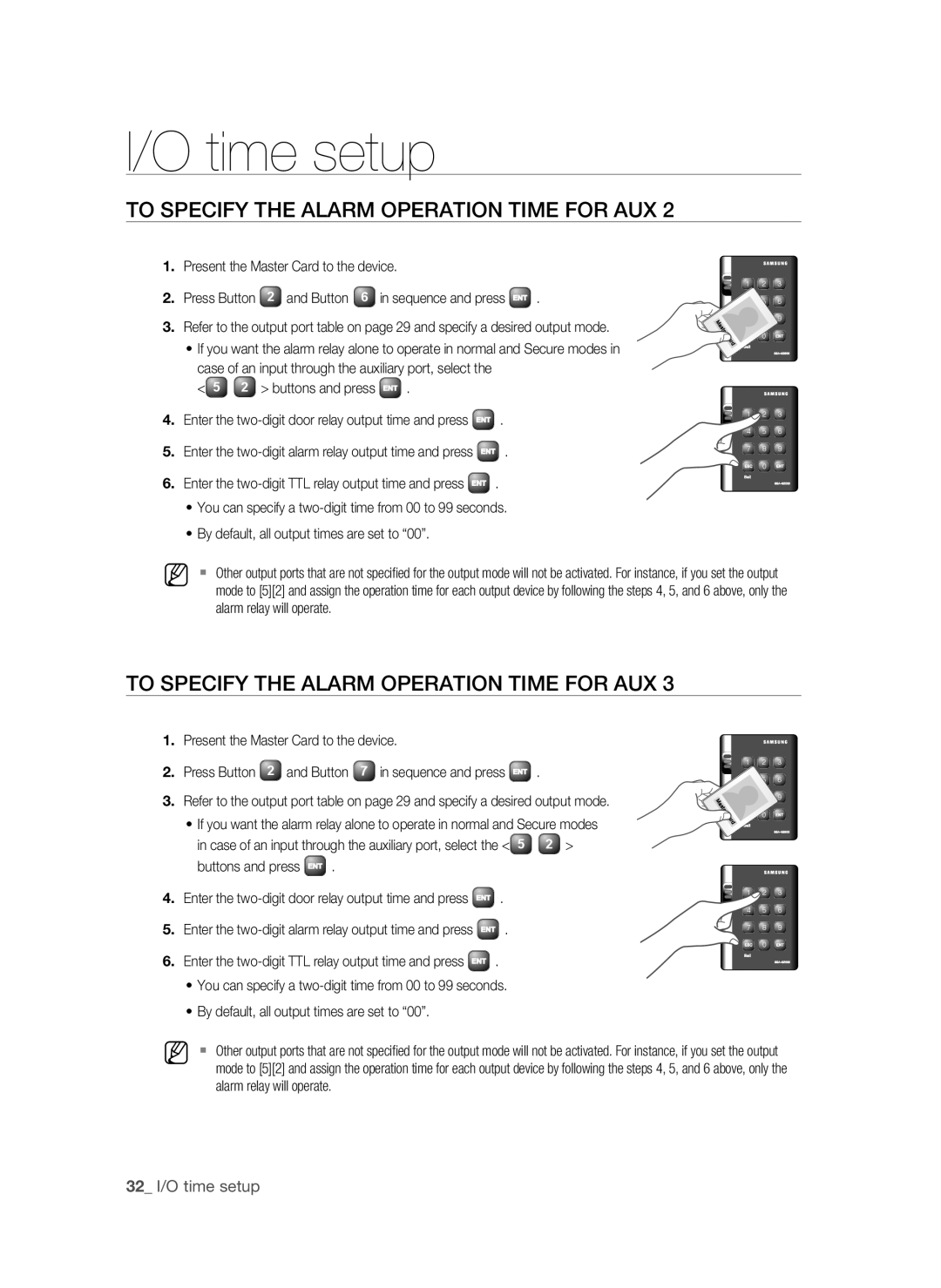 Samsung SSA-S2000/EXP manual 32 I/O time setup 