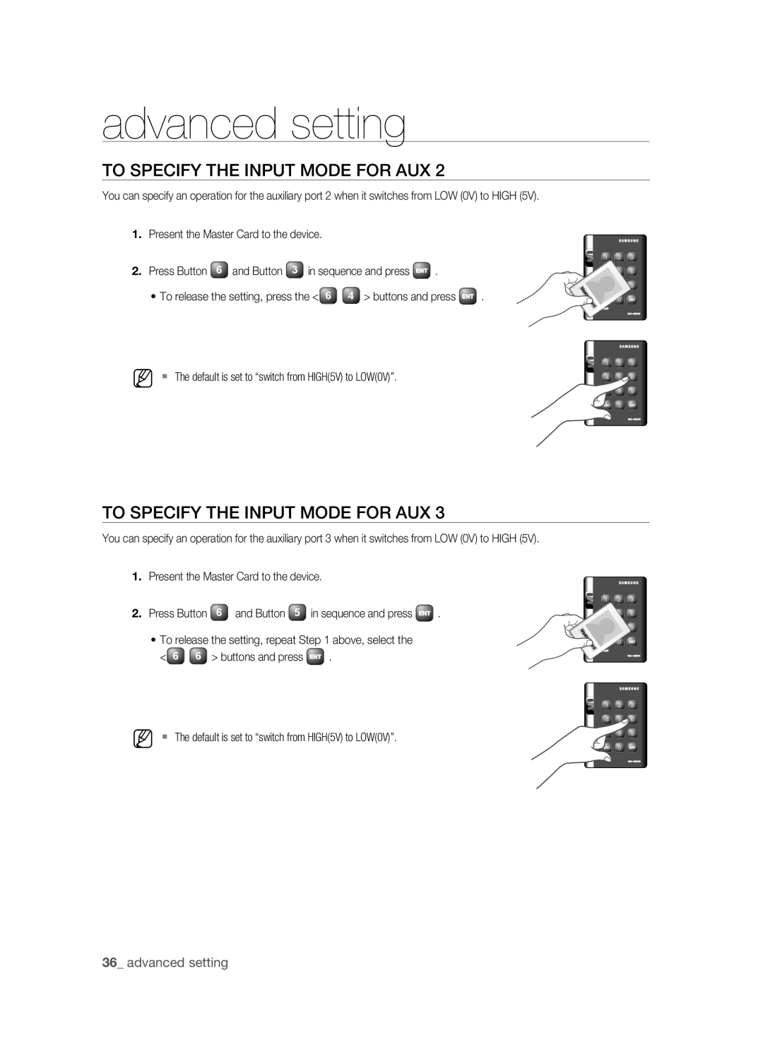 Samsung SSA-S2000/EXP manual Advanced setting 