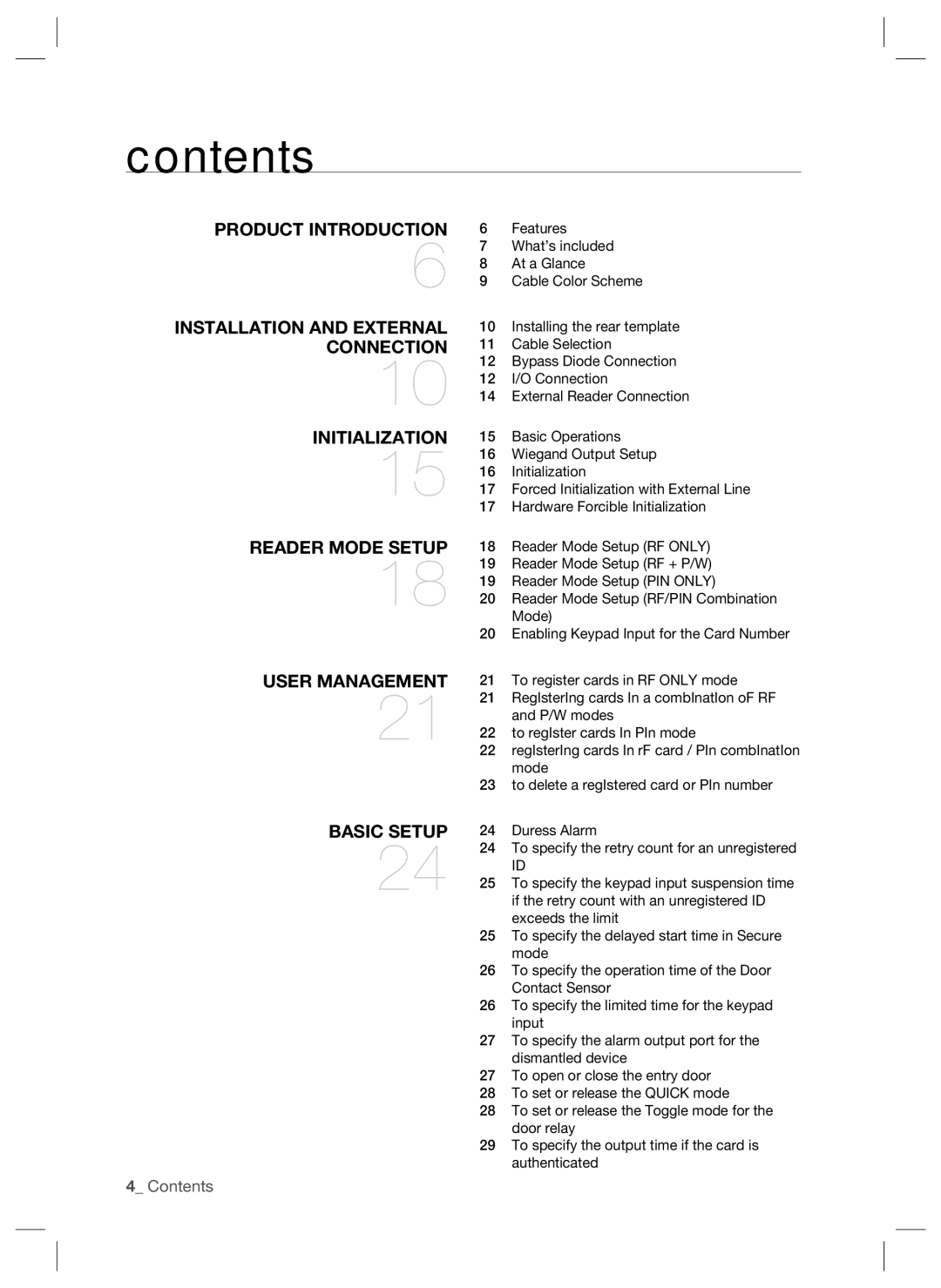 Samsung SSA-S2000W user manual Contents 