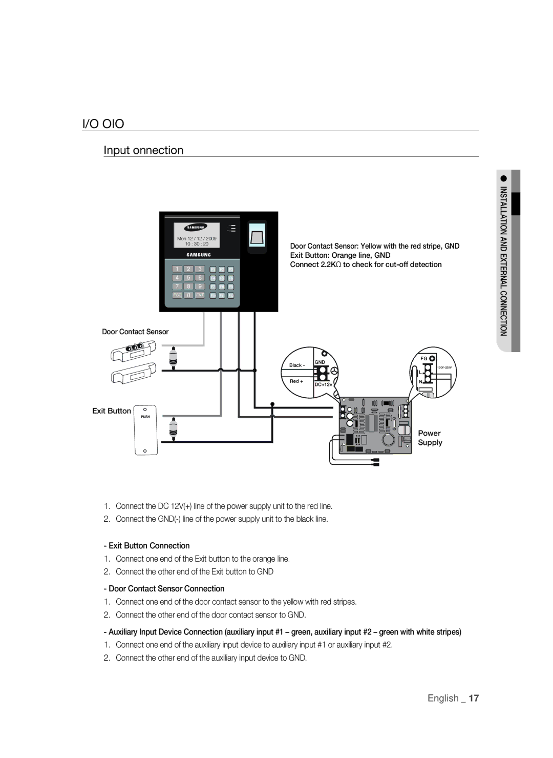 Samsung SSA-S3010/EXP manual Input Connection 