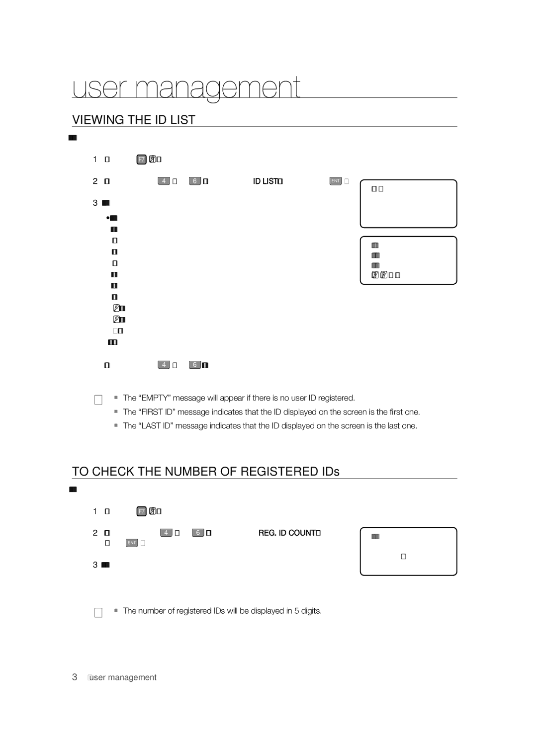 Samsung SSA-S3010/EXP manual Viewing the ID List 