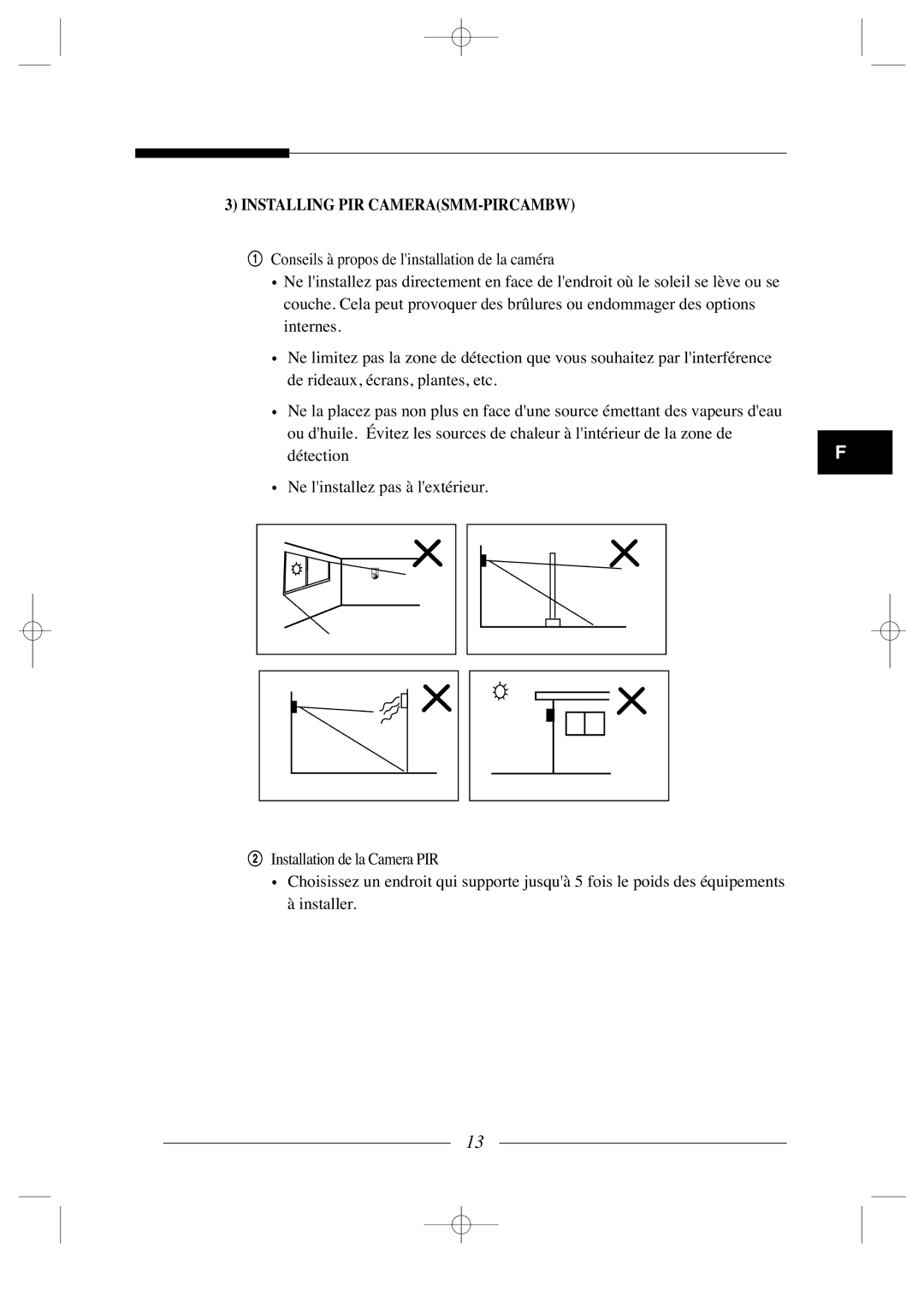 Samsung SSC-12P manual Installing PIR CAMERASMM-PIRCAMBW 