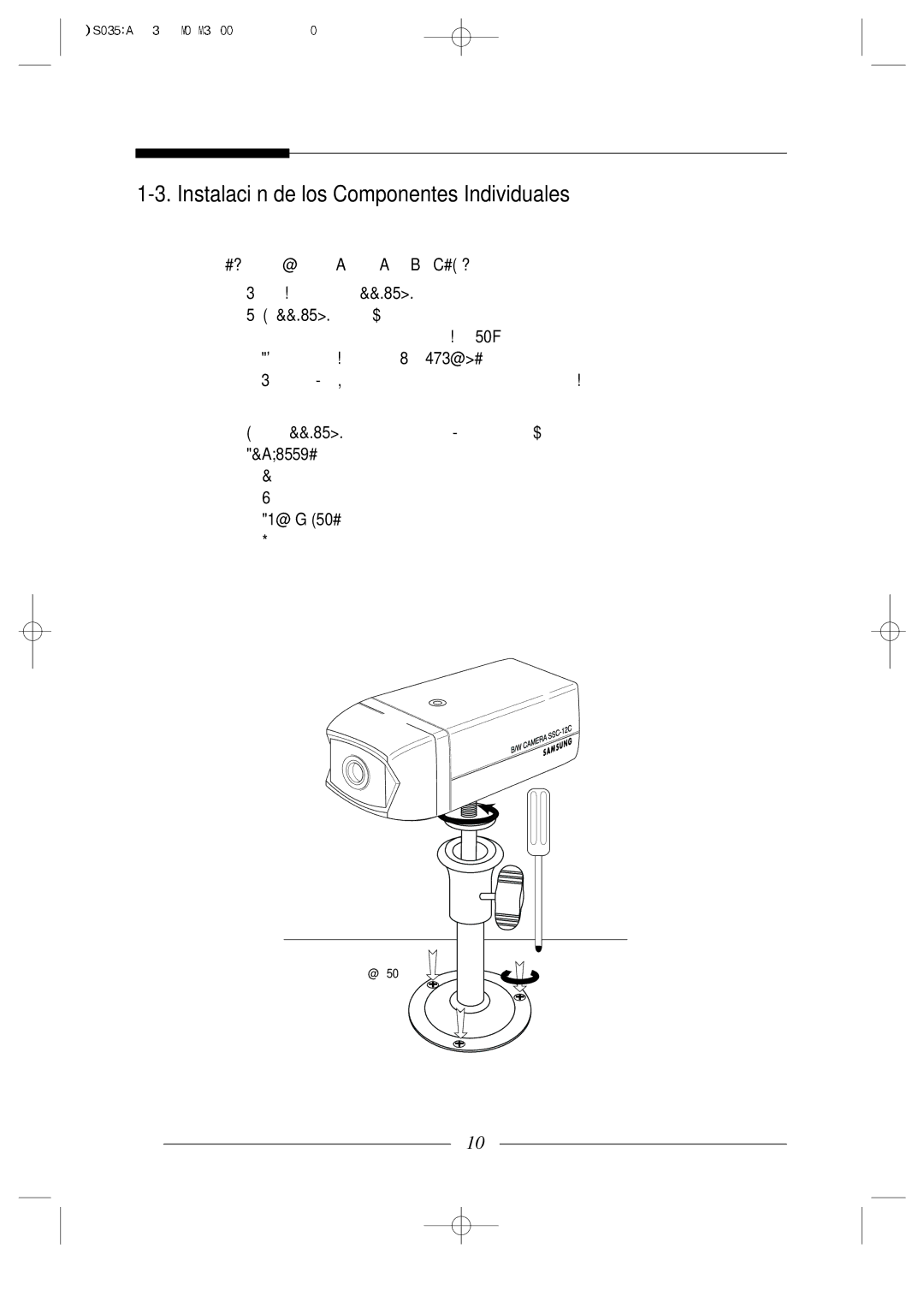 Samsung SSC-12P manual Instalación de los Componentes Individuales, Instalación DE LA Cámara Estándar SSC-12C 