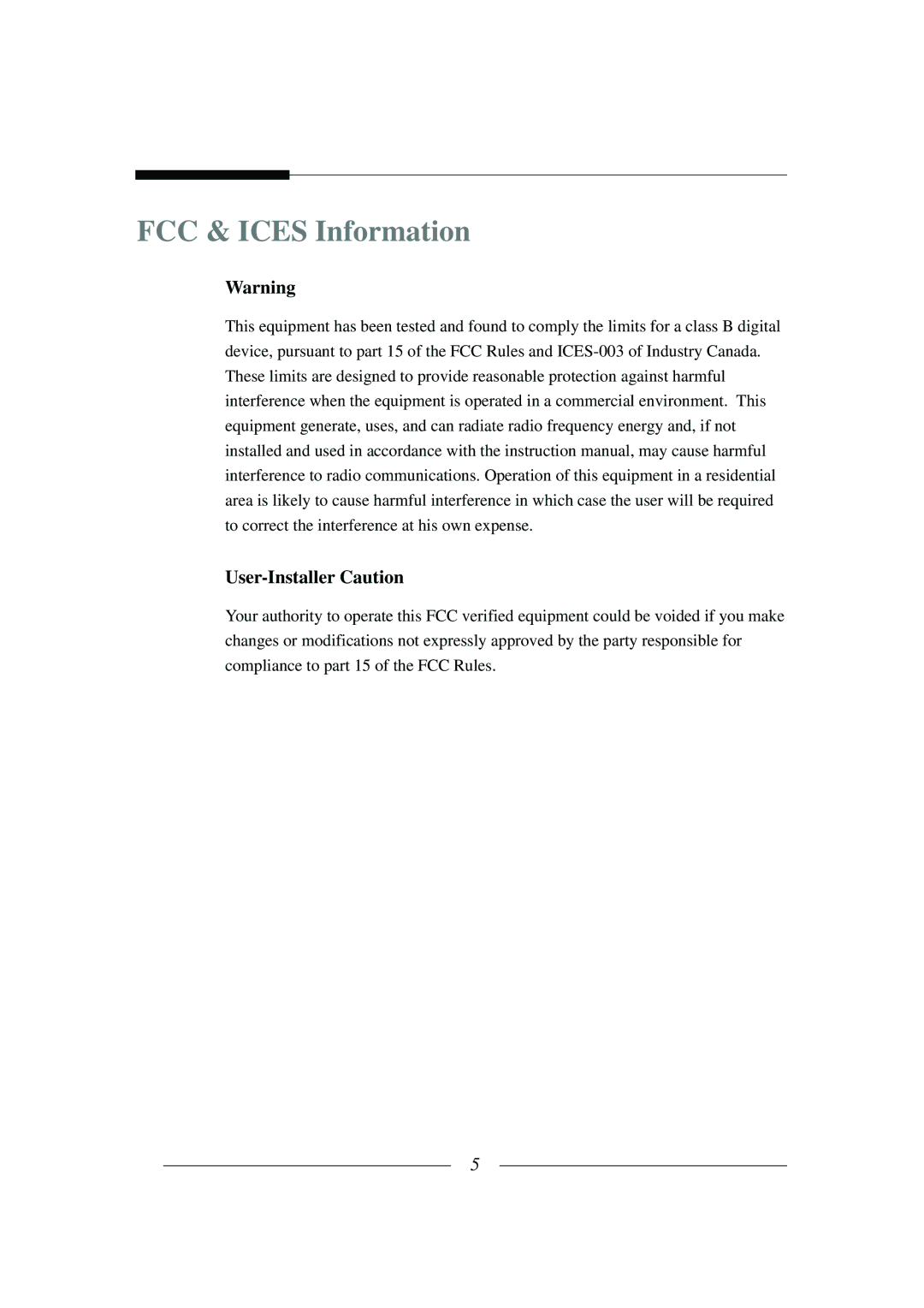 Samsung SSC-21 installation manual FCC & Ices Information 