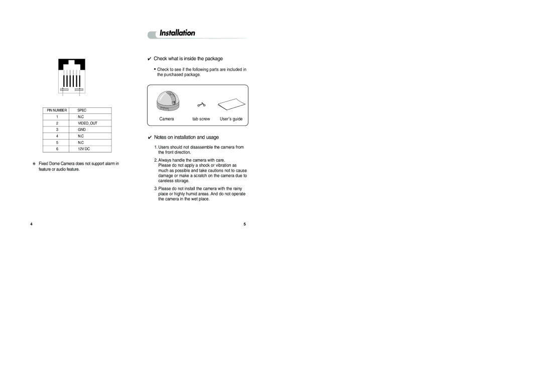 Samsung SOD14DC, SSC-21DC manual Installation, Check what is inside the package 