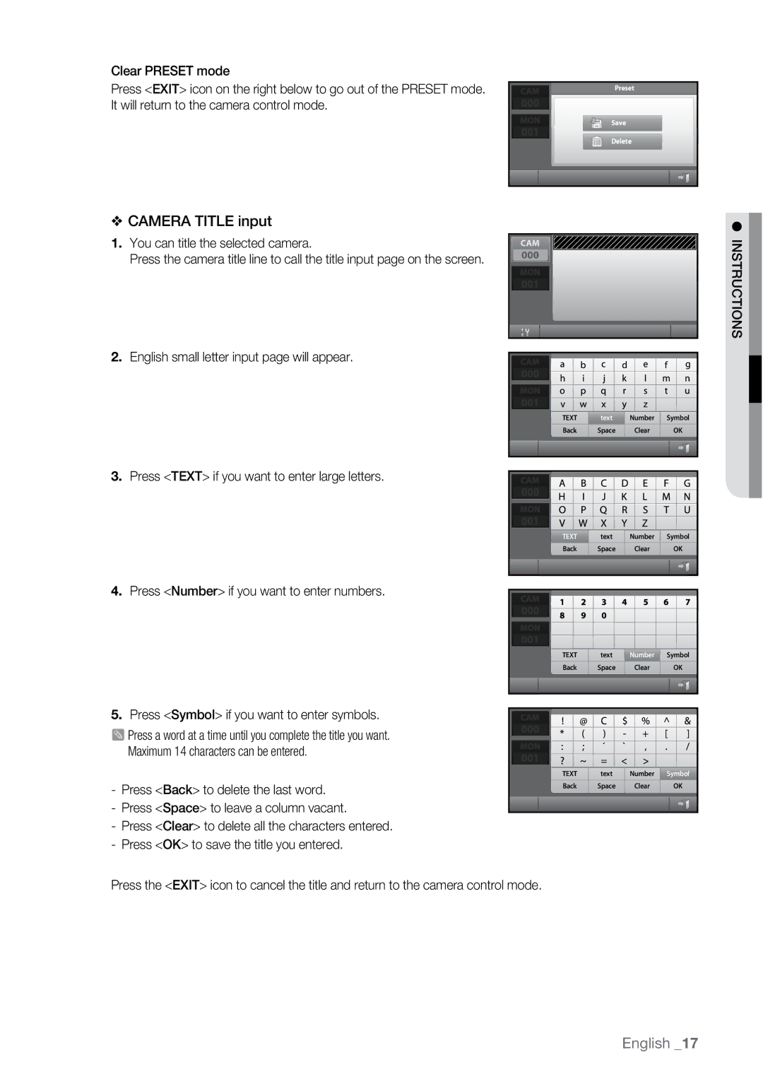 Samsung SSC-5000N manual Camera Title input, You can title the selected camera 