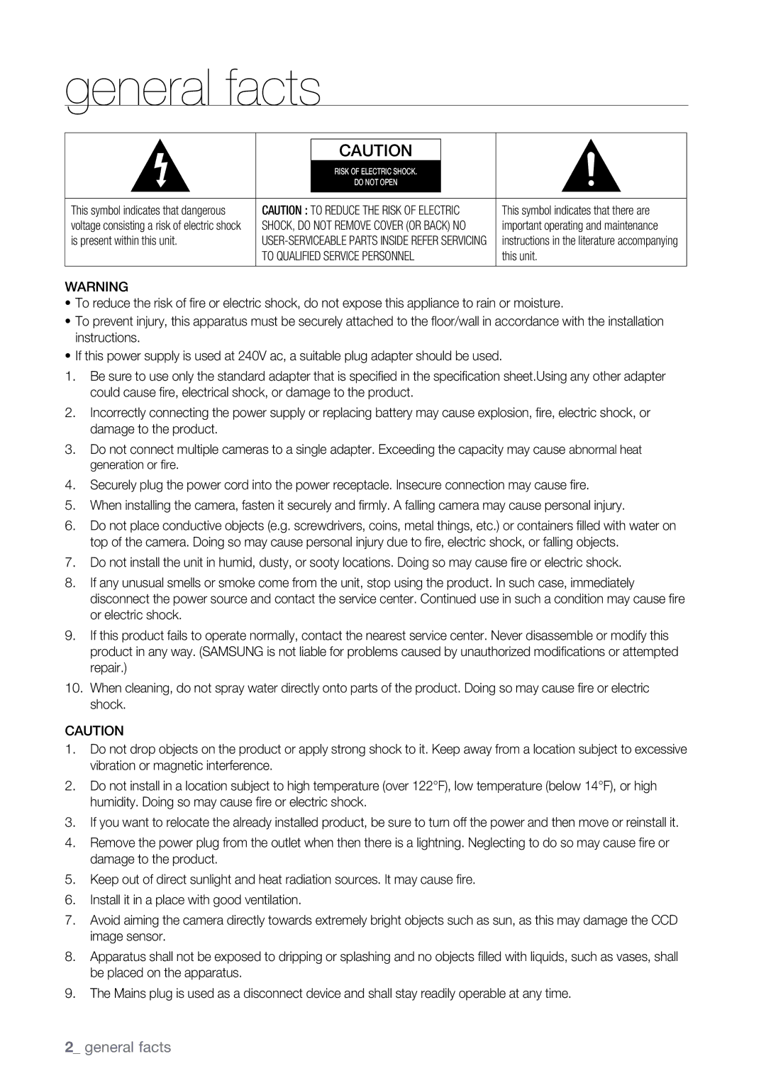 Samsung SSC-5000N manual General facts 