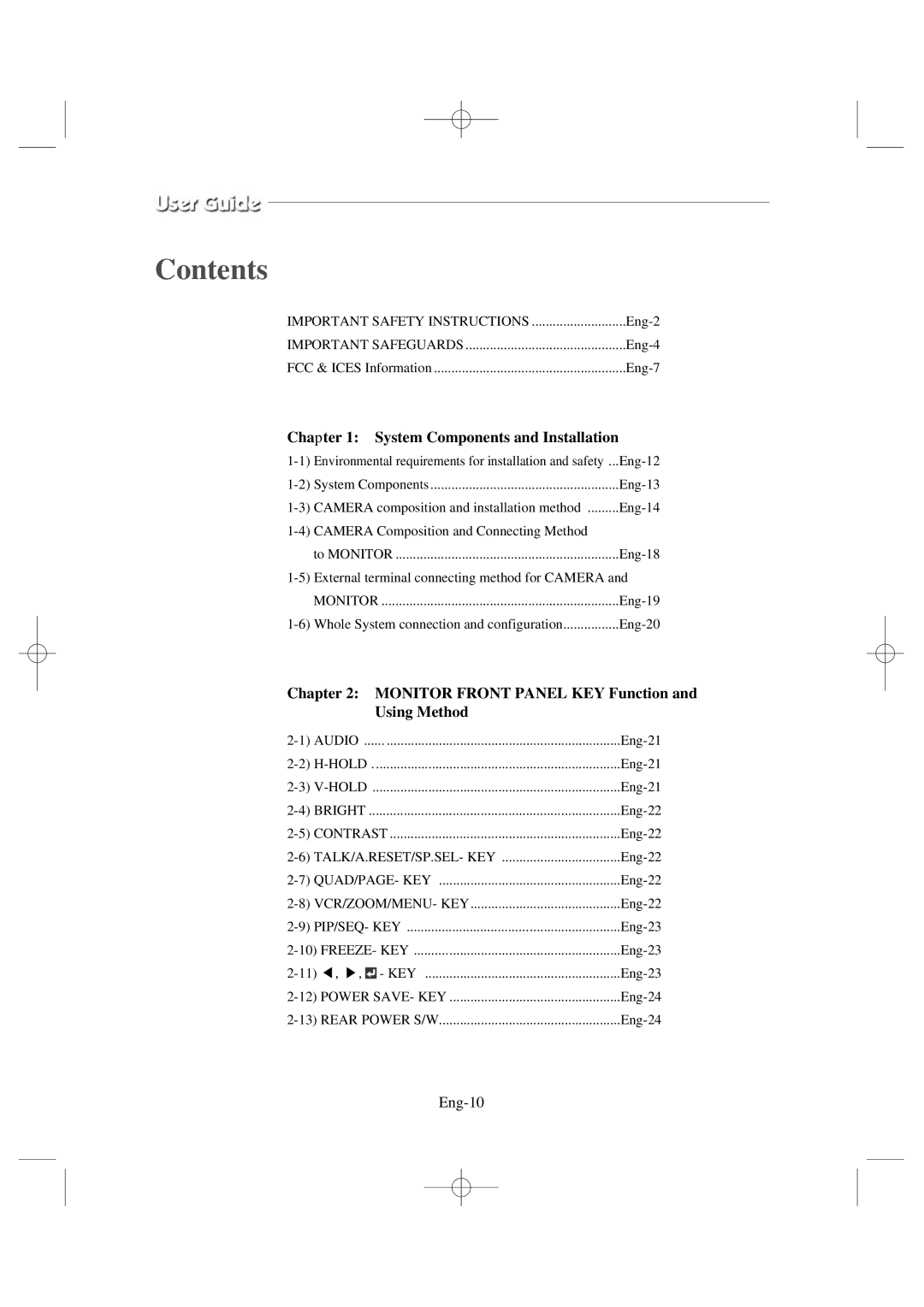 Samsung SSC17WEB manual Contents 