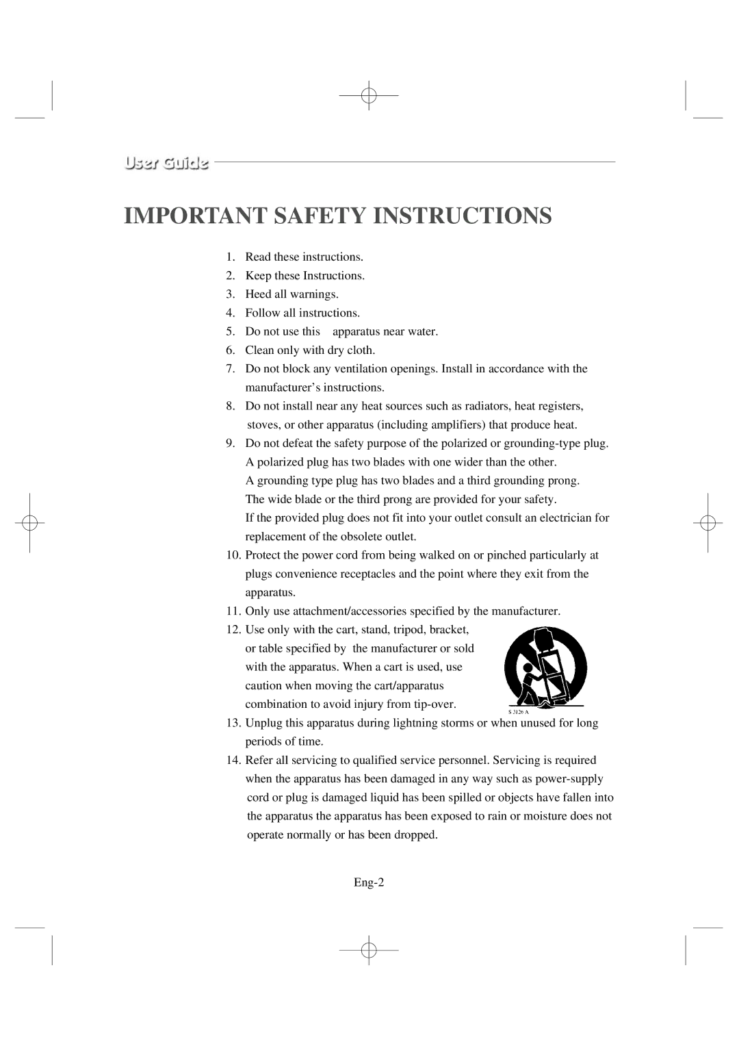 Samsung SSC17WEB manual Important Safety Instructions 