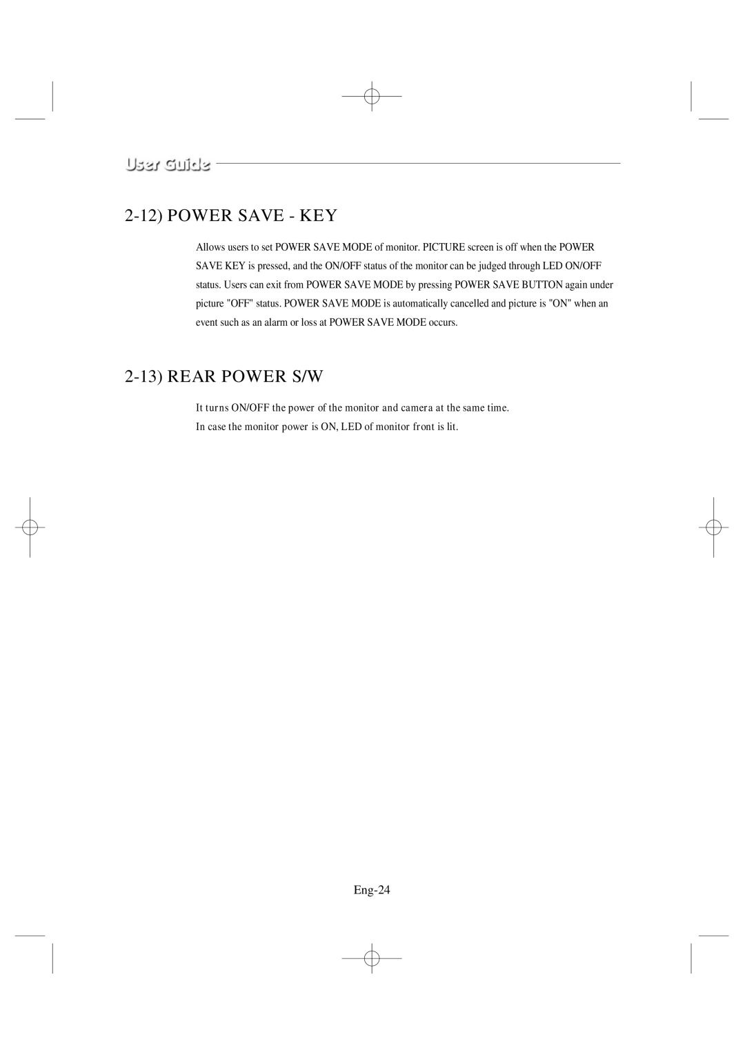 Samsung SSC17WEB manual Power Save KEY, Eng-24 