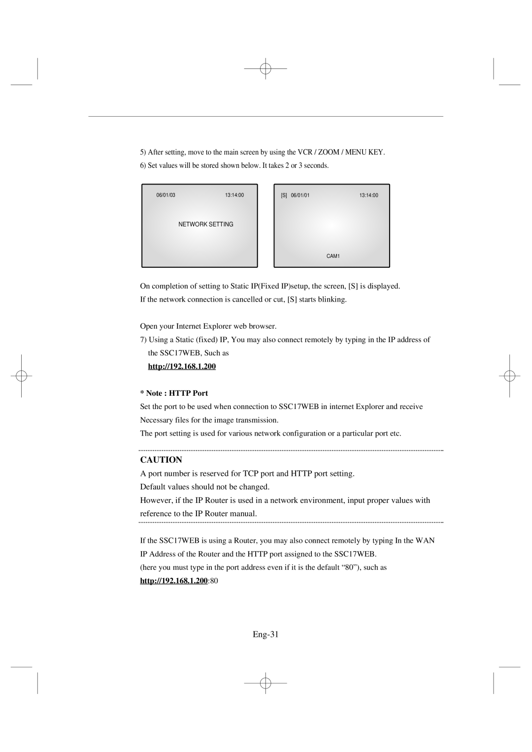 Samsung SSC17WEB manual Eng-31, Http//192.168.1.200 