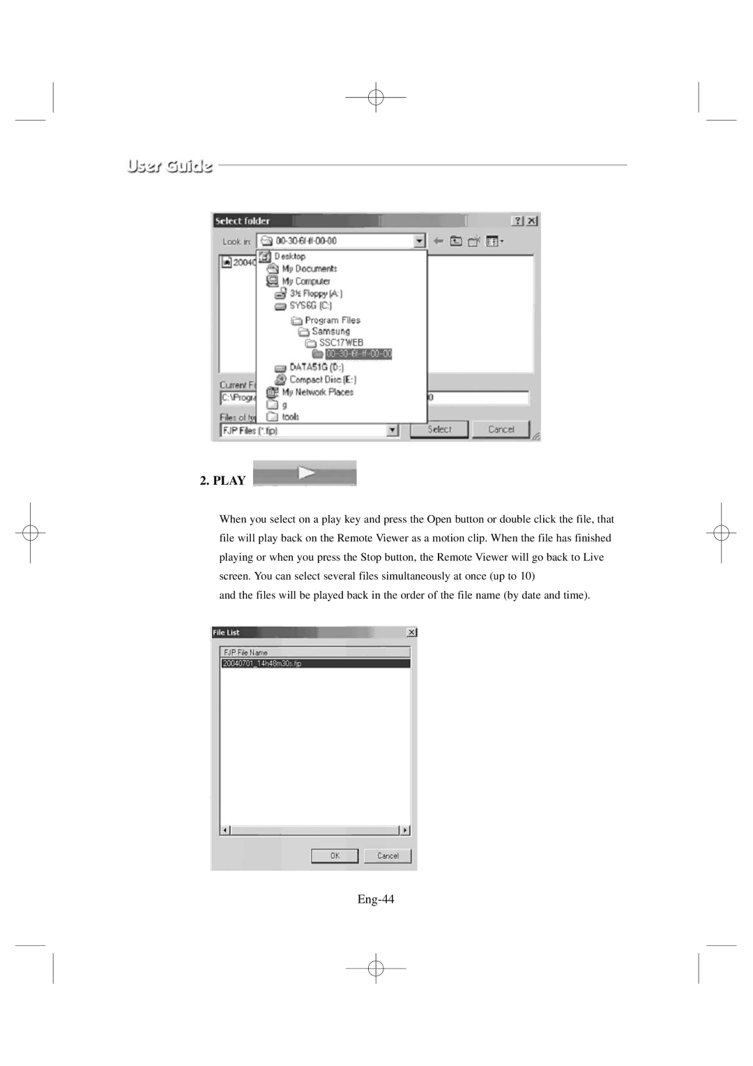 Samsung SSC17WEB manual Play, Eng-44 