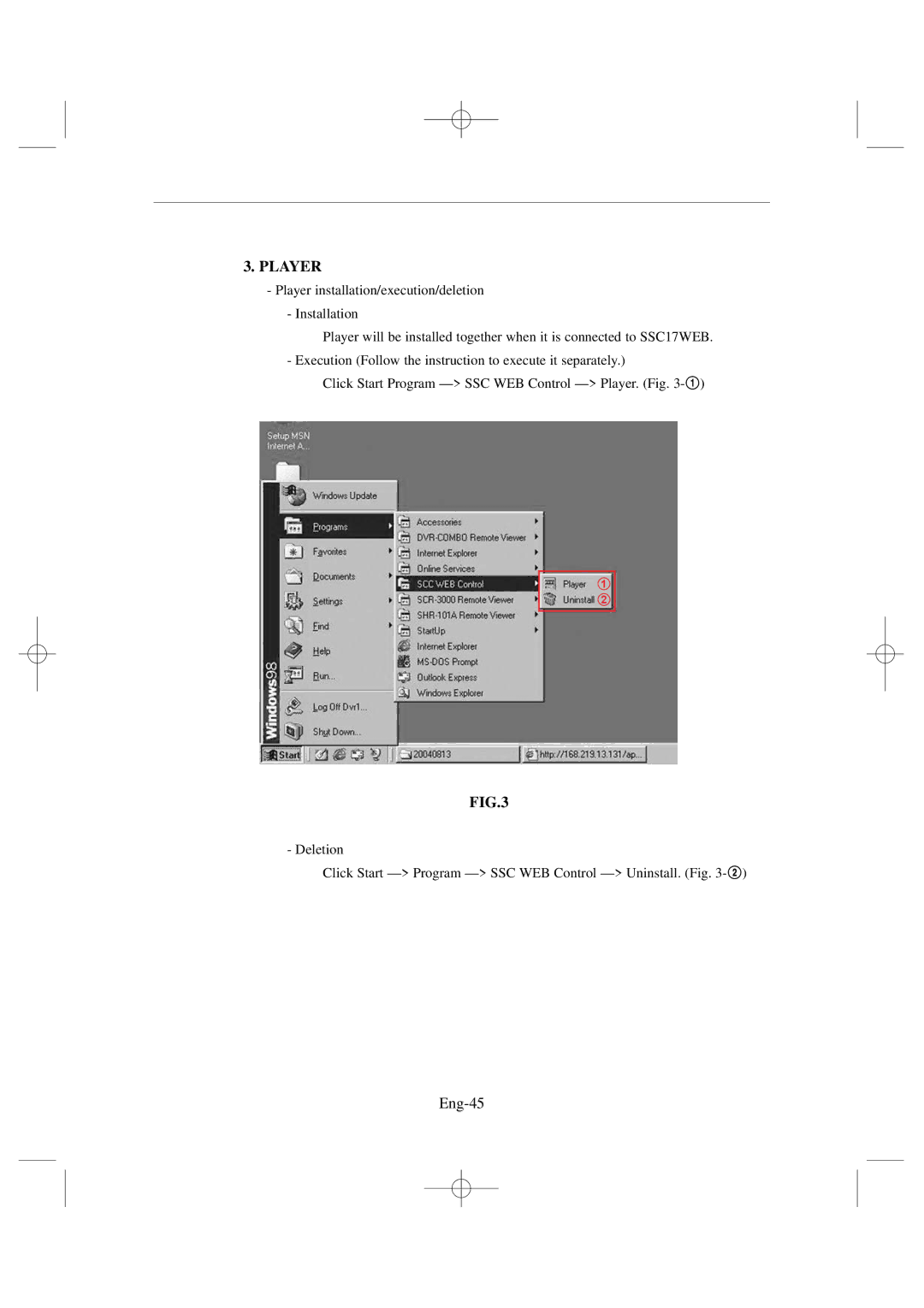 Samsung SSC17WEB manual Player, Eng-45 