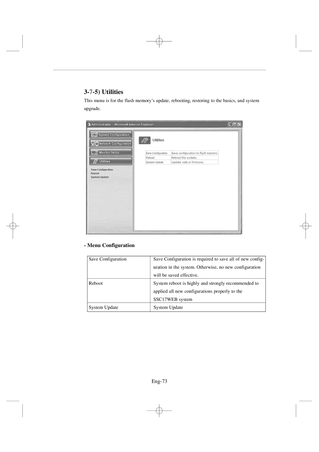 Samsung SSC17WEB manual Utilities, Eng-73 