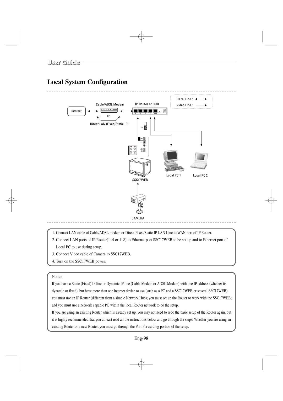 Samsung SSC17WEB manual Local System Configuration, Eng-98 