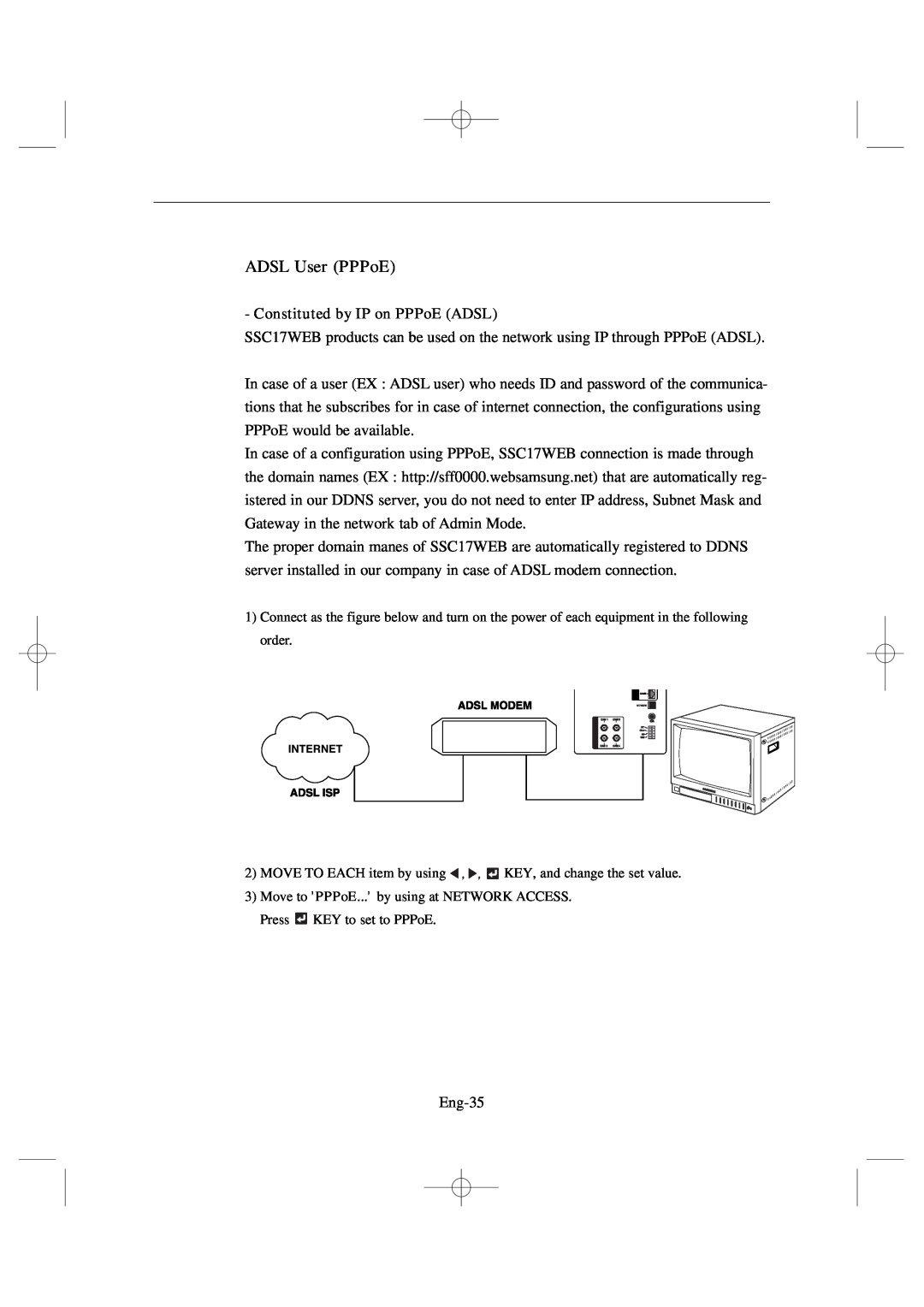 Samsung SSC17WEB manual ADSL User PPPoE, Constituted- by IP on PPPoE ADSL 