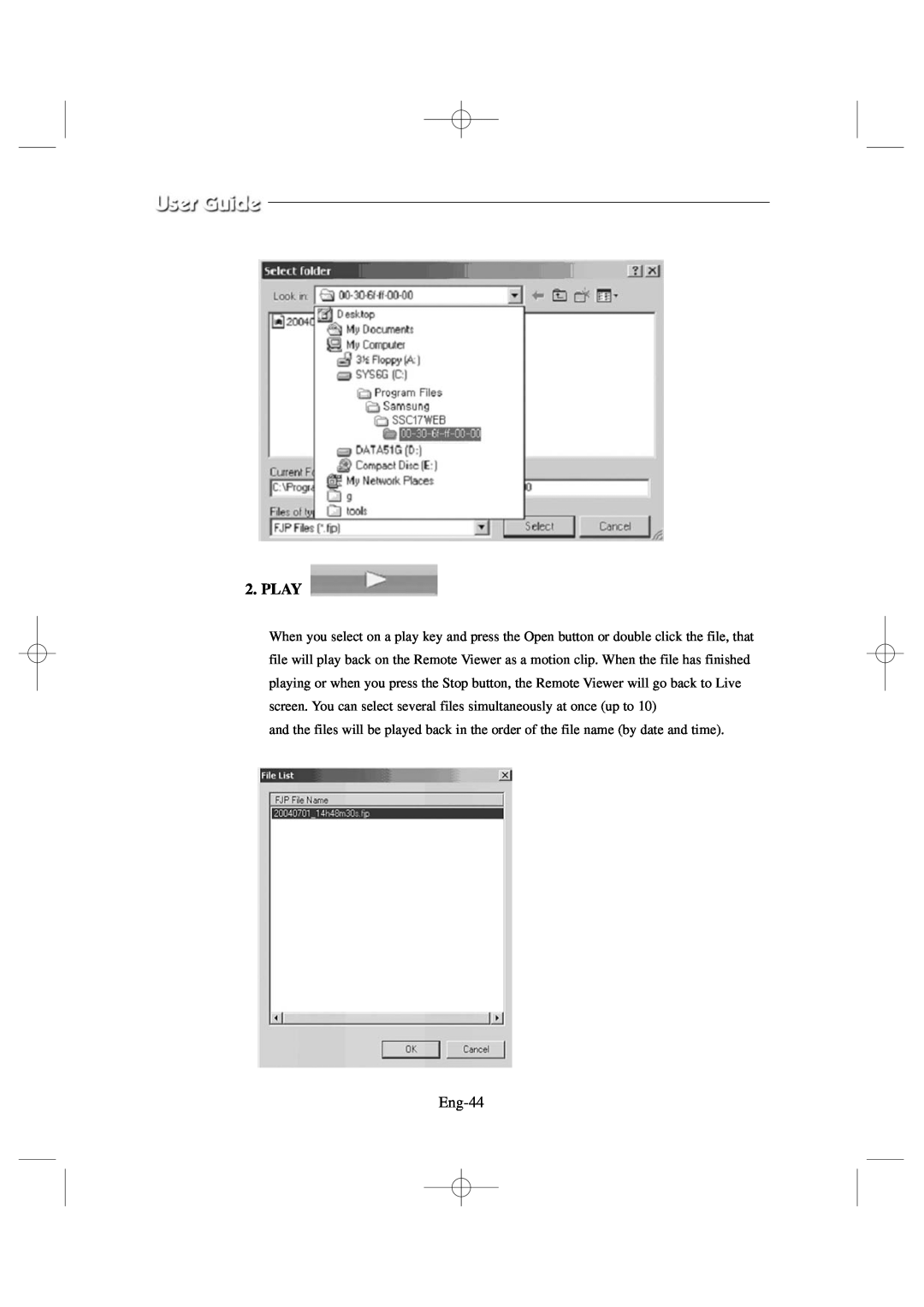 Samsung SSC17WEB manual Play, Eng-44 