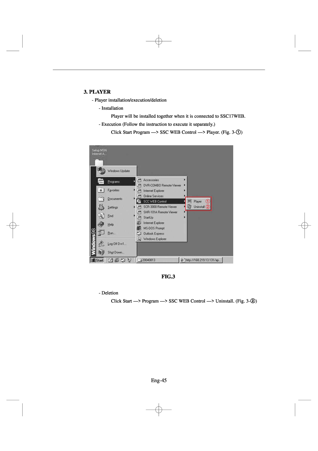 Samsung SSC17WEB manual Player, Eng-45 