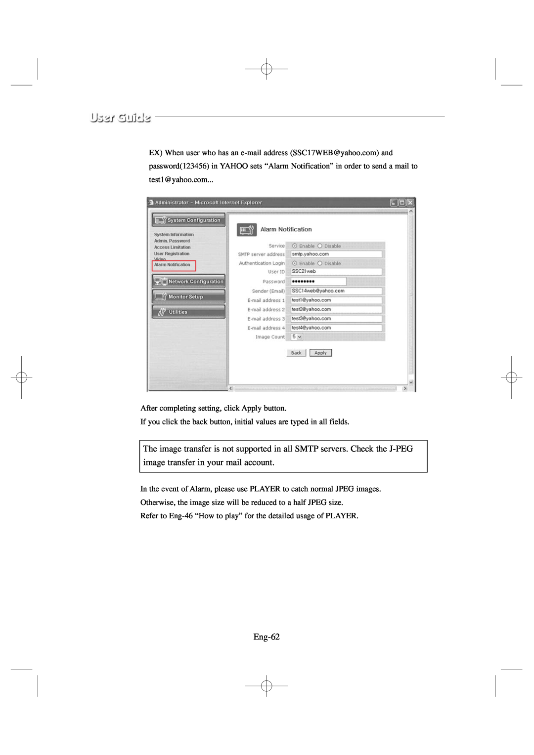 Samsung SSC17WEB manual image transfer in your mail account, Eng-62 