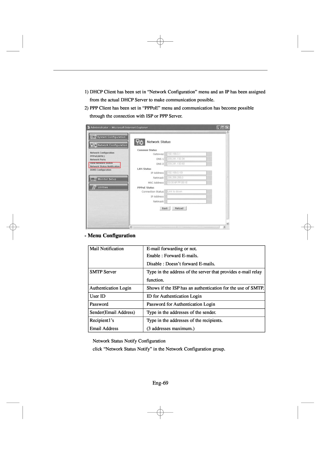 Samsung SSC17WEB manual Menu Configuration, Eng-69 