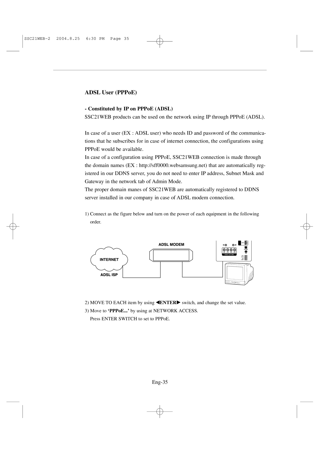 Samsung SSC21WEB manual Constituted by IP on PPPoE Adsl, Eng-35 