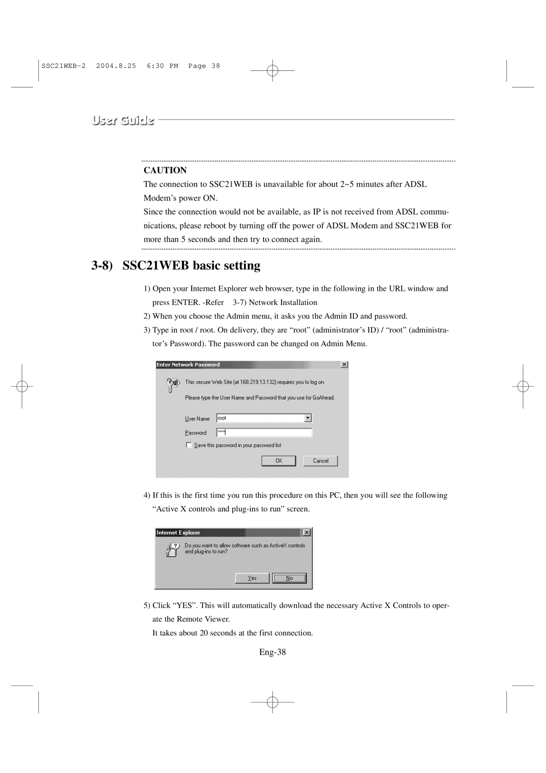 Samsung manual SSC21WEB basic setting, Eng-38 