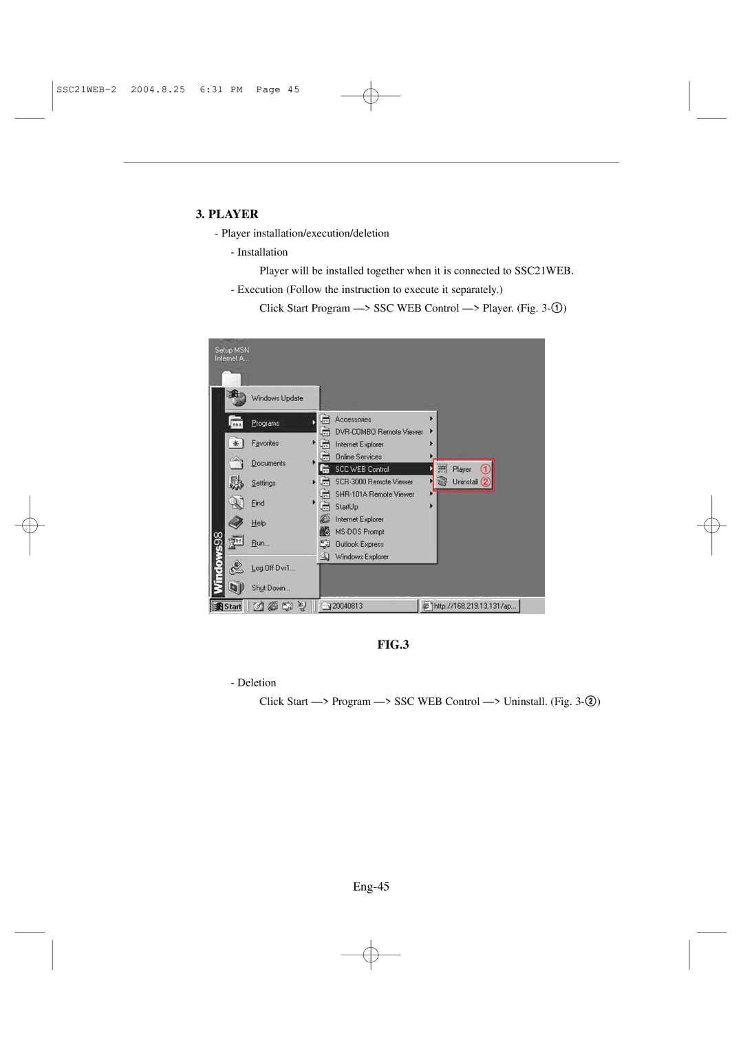 Samsung SSC21WEB manual Player, Eng-45 