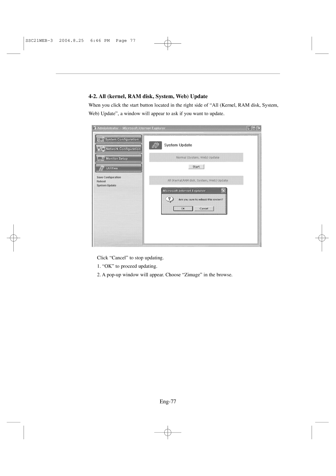 Samsung SSC21WEB manual All kernel, RAM disk, System, Web Update, Eng-77 