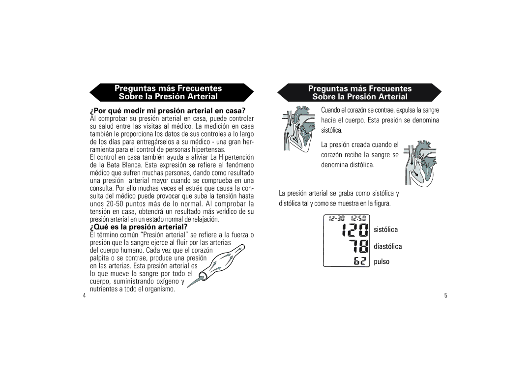 Samsung SSN-414W owner manual Preguntas más Frecuentes Sobre la Presión Arterial, Sistólica Díastólica Pulso 