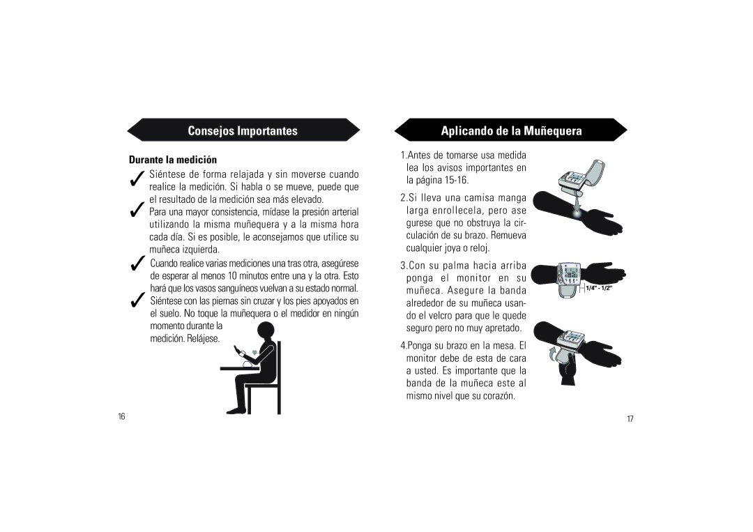 Samsung SSN-414W owner manual Aplicando de la Muñequera, Durante la medición 