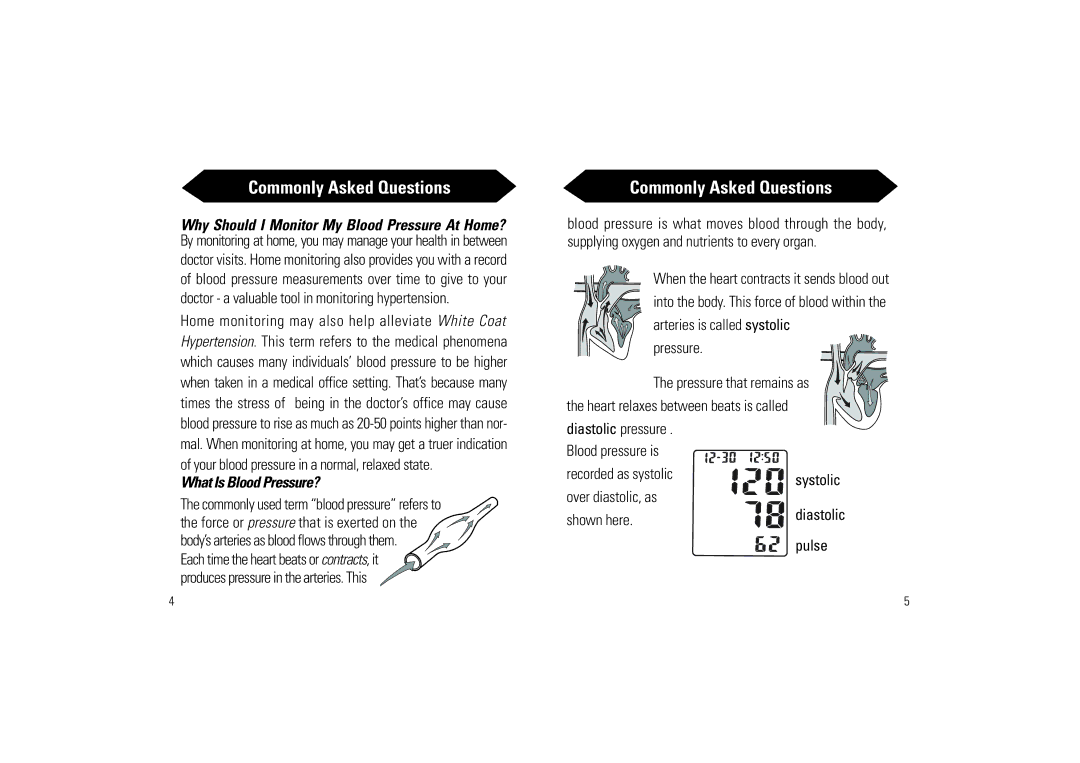 Samsung SSN-414W Commonly Asked Questions, What Is Blood Pressure?, Pressure Pressure that remains as, Shown here, Pulse 