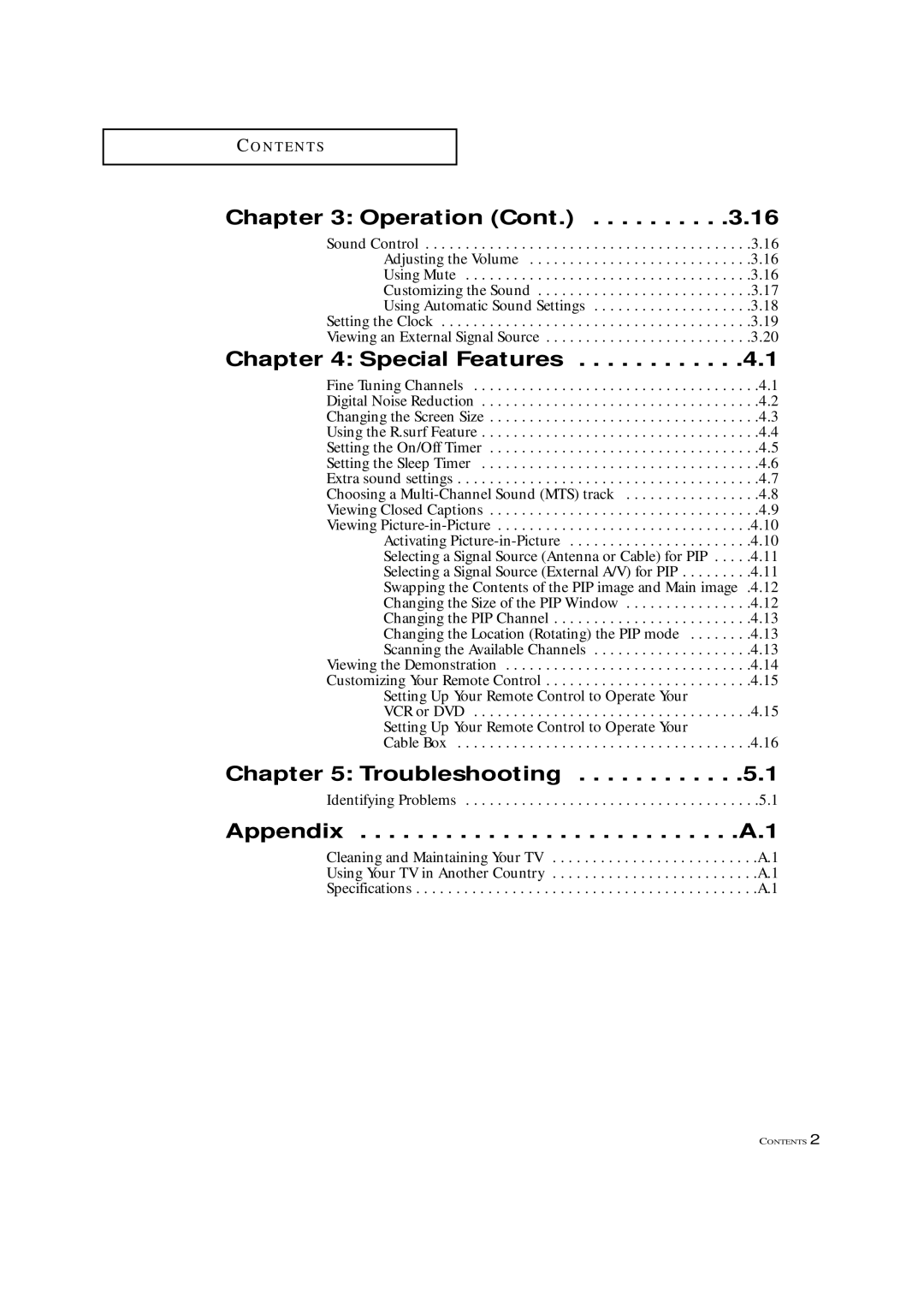 Samsung ST42W5P manual Special Features, Troubleshooting 