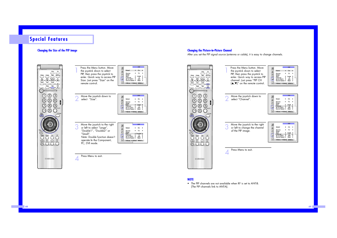 Samsung ST43L2HD instruction manual Changing the Size of the PIP image, Changing the Picture-in-Picture Channel 