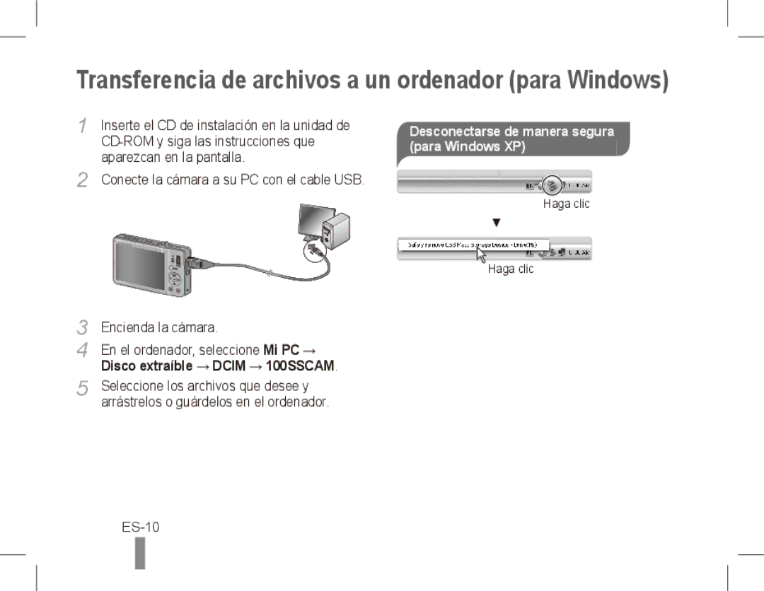 Samsung ST50 quick start manual ES-10, Para Windows XP 