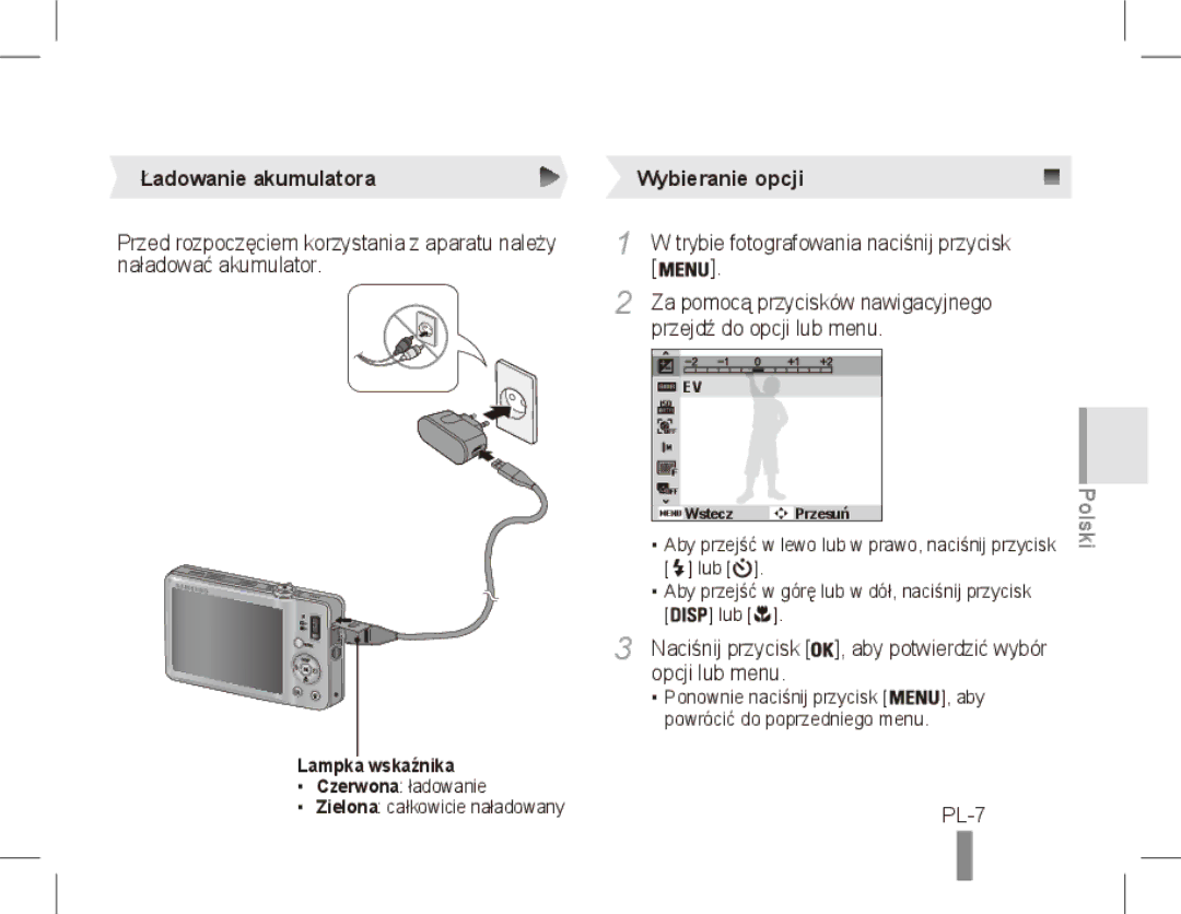 Samsung ST50 quick start manual PL-7, Ładowanie akumulatora 