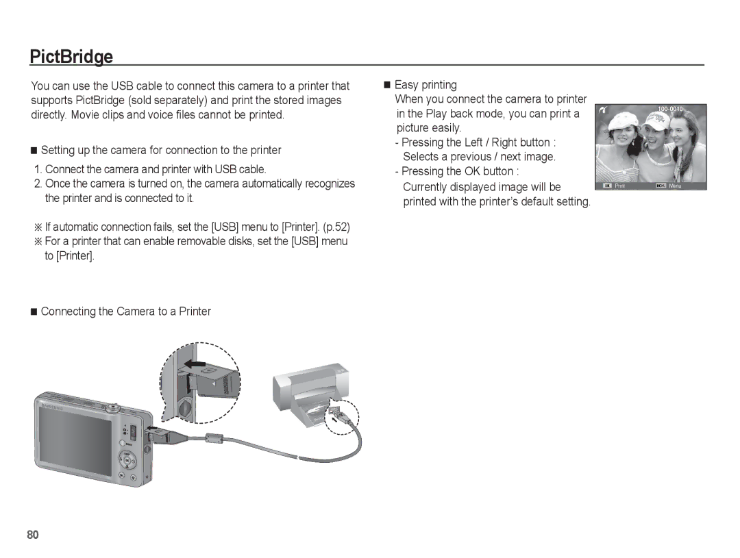 Samsung ST50 user manual PictBridge 