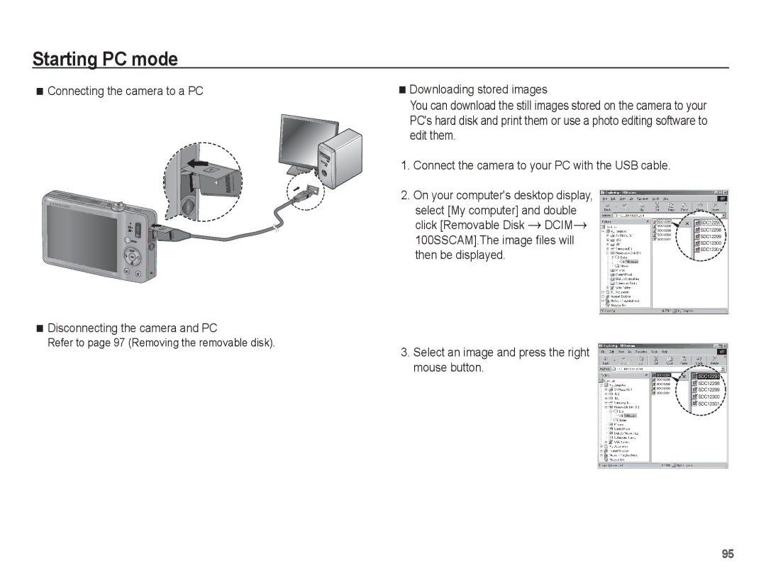 Samsung ST50 user manual Refer to page 97 Removing the removable disk 