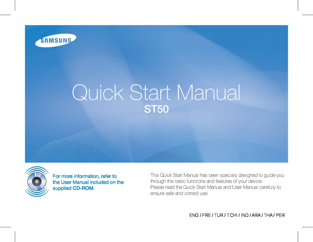 Samsung ST50 quick start manual Quick Start Manual 