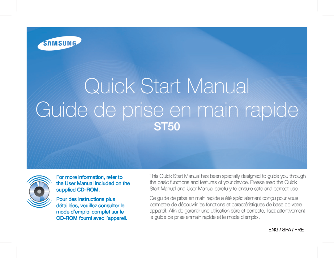 Samsung ST50 quick start manual Quick Start Manual Guide de prise en main rapide 