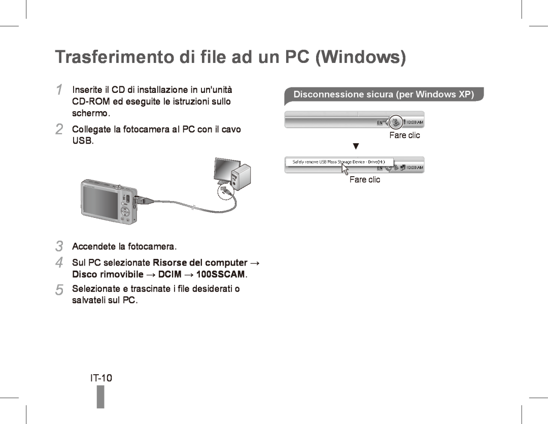 Samsung ST50 Trasferimento di file ad un PC Windows, IT-10, CD-ROMed eseguite le istruzioni sullo, schermo 