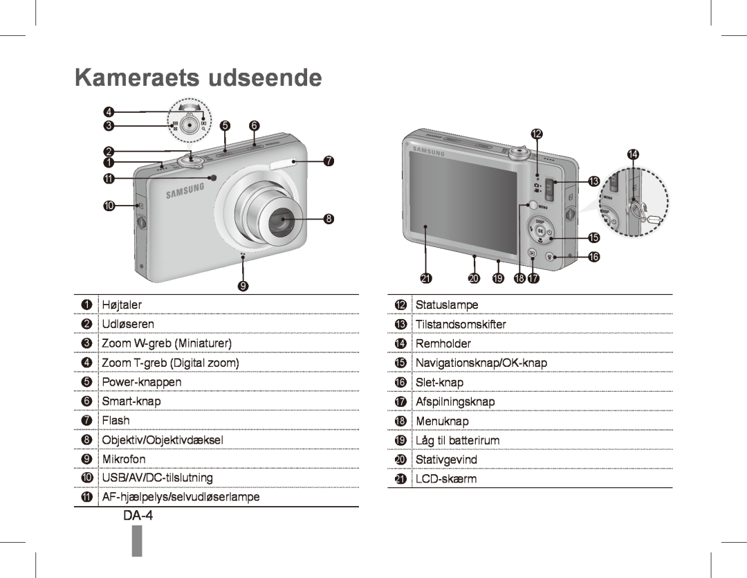 Samsung ST50 quick start manual Kameraets udseende, DA-4 