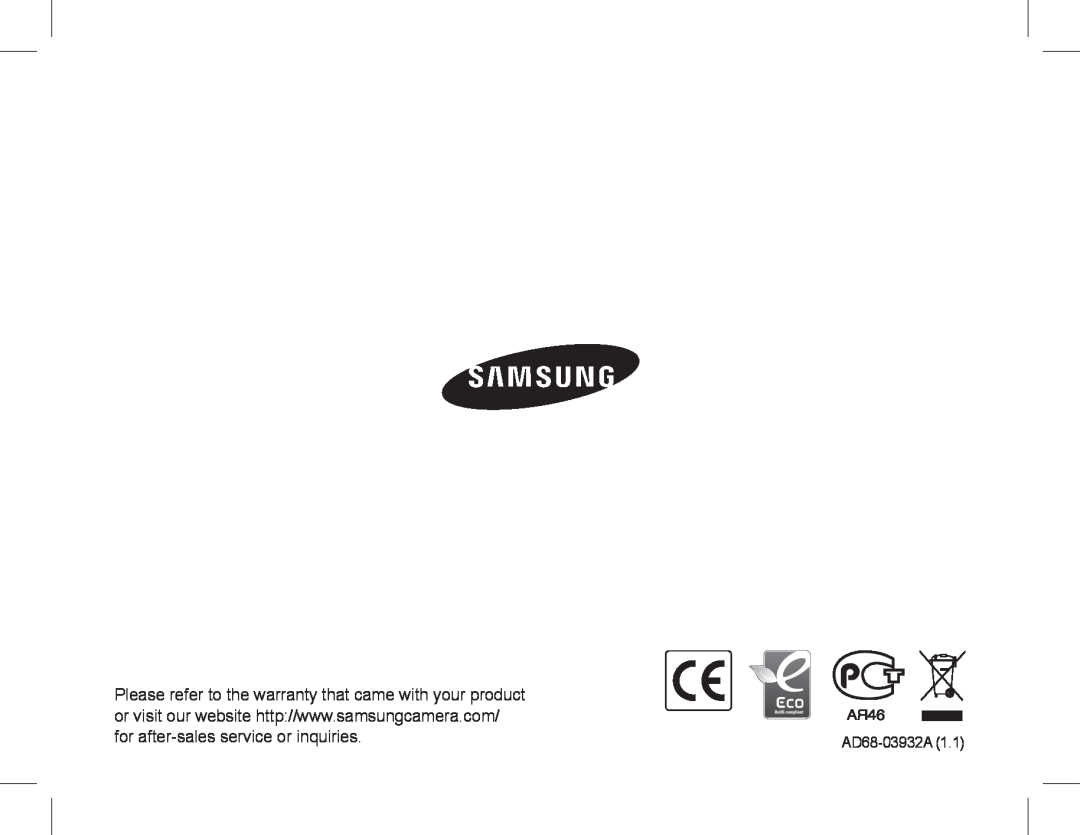 Samsung ST50 quick start manual for after-salesservice or inquiries, AD68-03932A1.1 