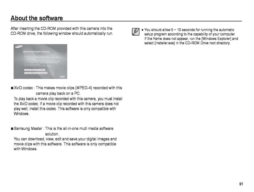 Samsung ST50 user manual About the software 
