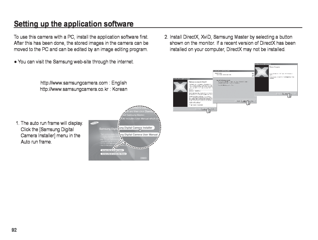 Samsung ST50 user manual Setting up the application software 