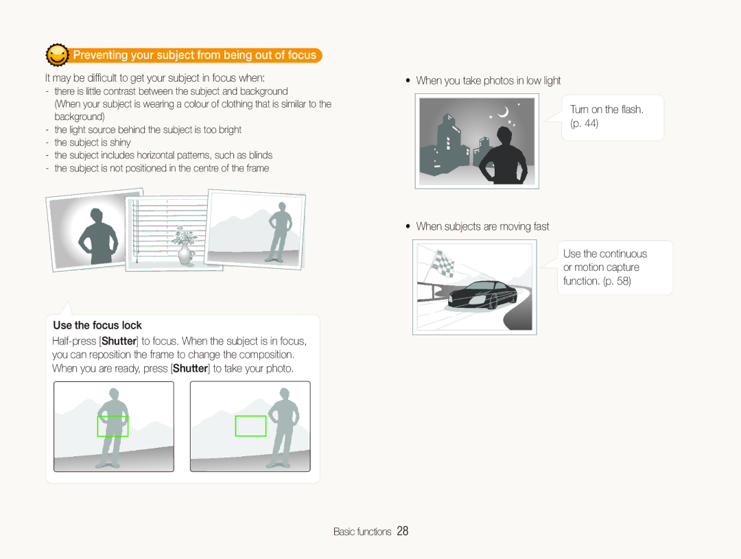 Samsung ST550 user manual Preventing your subject from being out of focus 